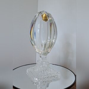 Bohemian Clear Lead Crystal Egg Finial Shaped Sculpture